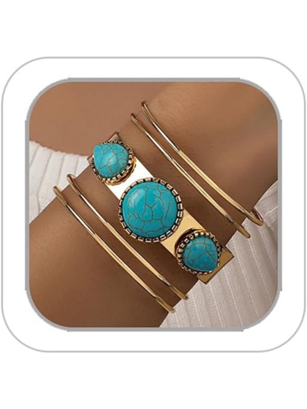 Vintage Chunky Turquoise Cuff Bracelet - Adjustable Boho Western Jewelry for